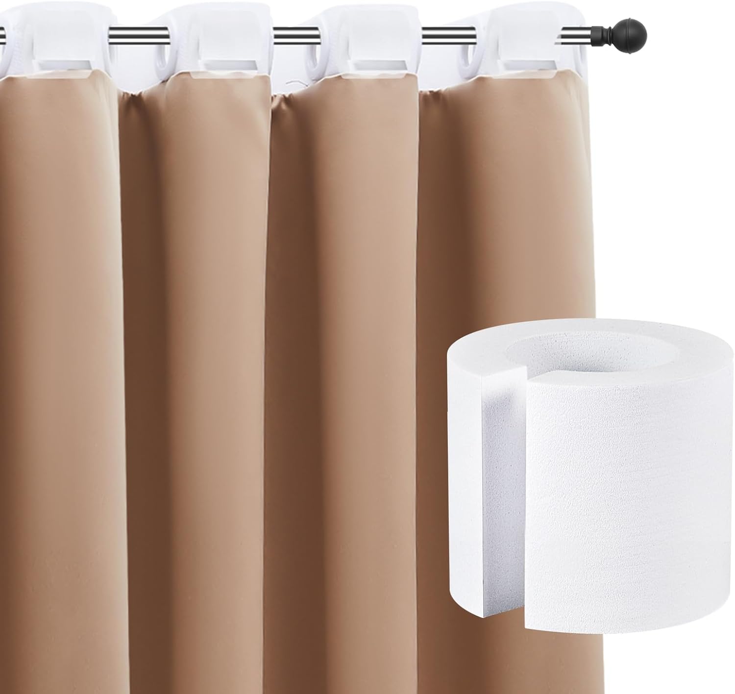 Pangda 12pcs Curtain Spacers EVA Foam Roller Curtain Shapers Rod Attachment Drapery Spacers No Need to Dismantle the Hanging Rod Enhances Home Decor Accessories for Home and Office (50mm)