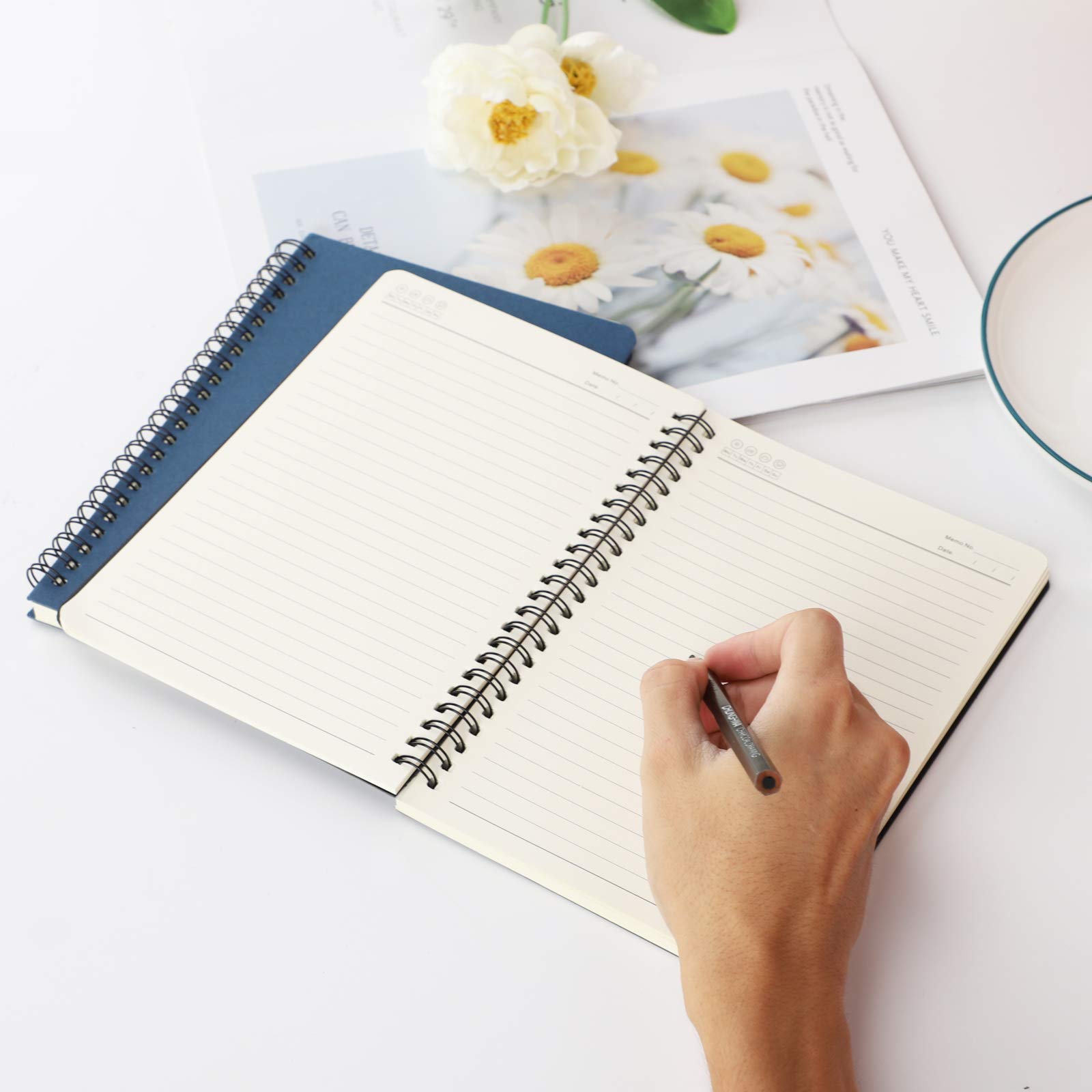 EUSOAR Quaderno a spirale, 12 confezioni A5 14 x 21 cm, 160 pagine/80 fogli, carta a righe da 100 g/m², spessa copertina rigida per appunti, materiale scolastico e ufficio, colori assortiti