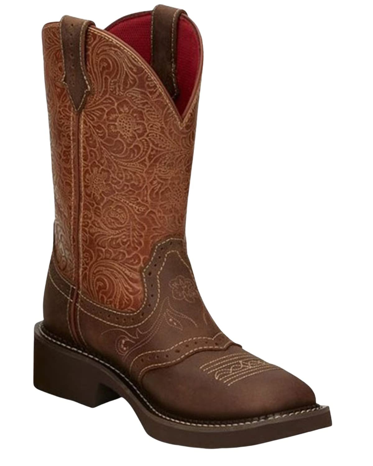 Justin Starlina 11 Womens Gypsy Cowgirl Boots Embossed Leather Square Toe Comfortable J-Flex System Stylish Durable