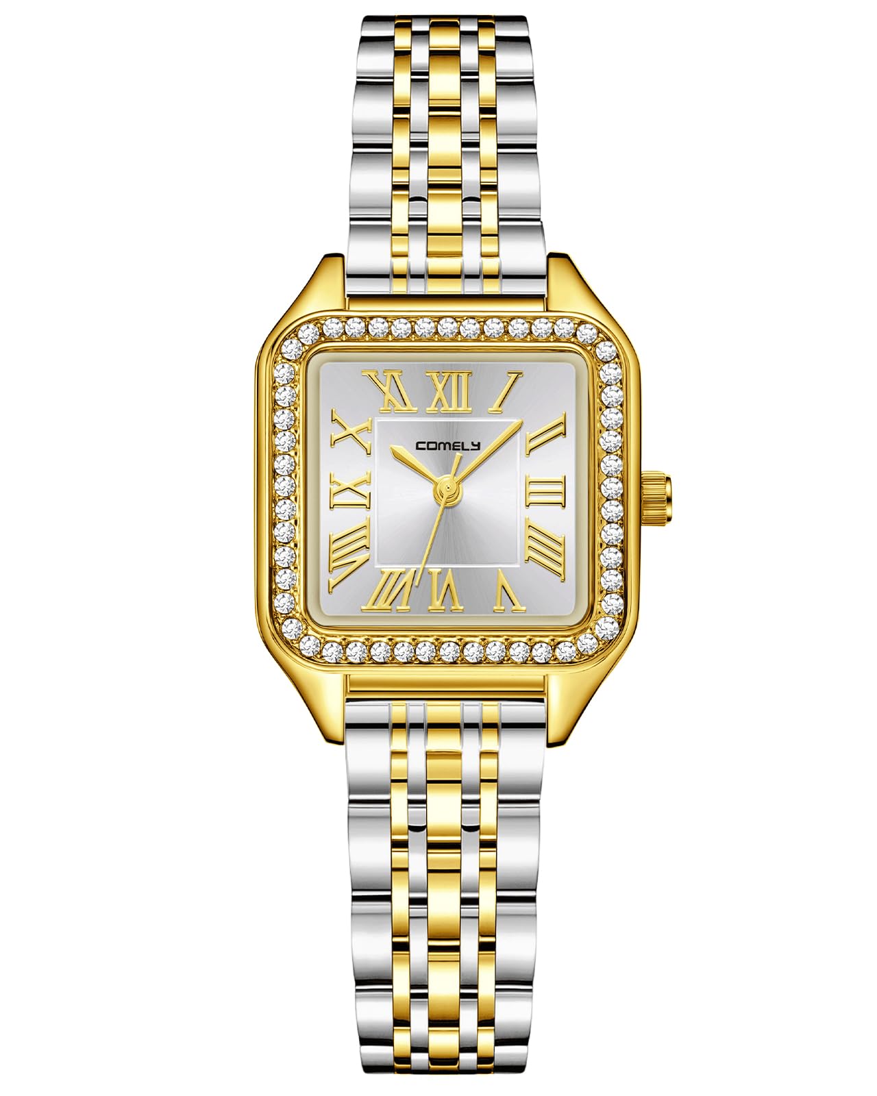 CIVO Vintage Armbanduhr Damen Kleine: Oval Gehäuse Römisches Zifferblatt Analoge mit Elastisches Armband - Zarte Gold Silber Damenuhr Geschenke zum Jahrestag Valentinstag 2 Größen (M/L)