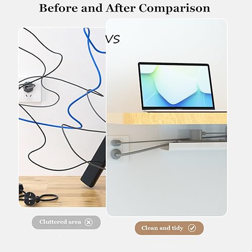 Miniatura 4 de MOSHOU Organizador de cables, bandeja de gestión de cables de 15.7 pulgadas, soporte para tira de enchufes, domador de alambre para oficina y hogar