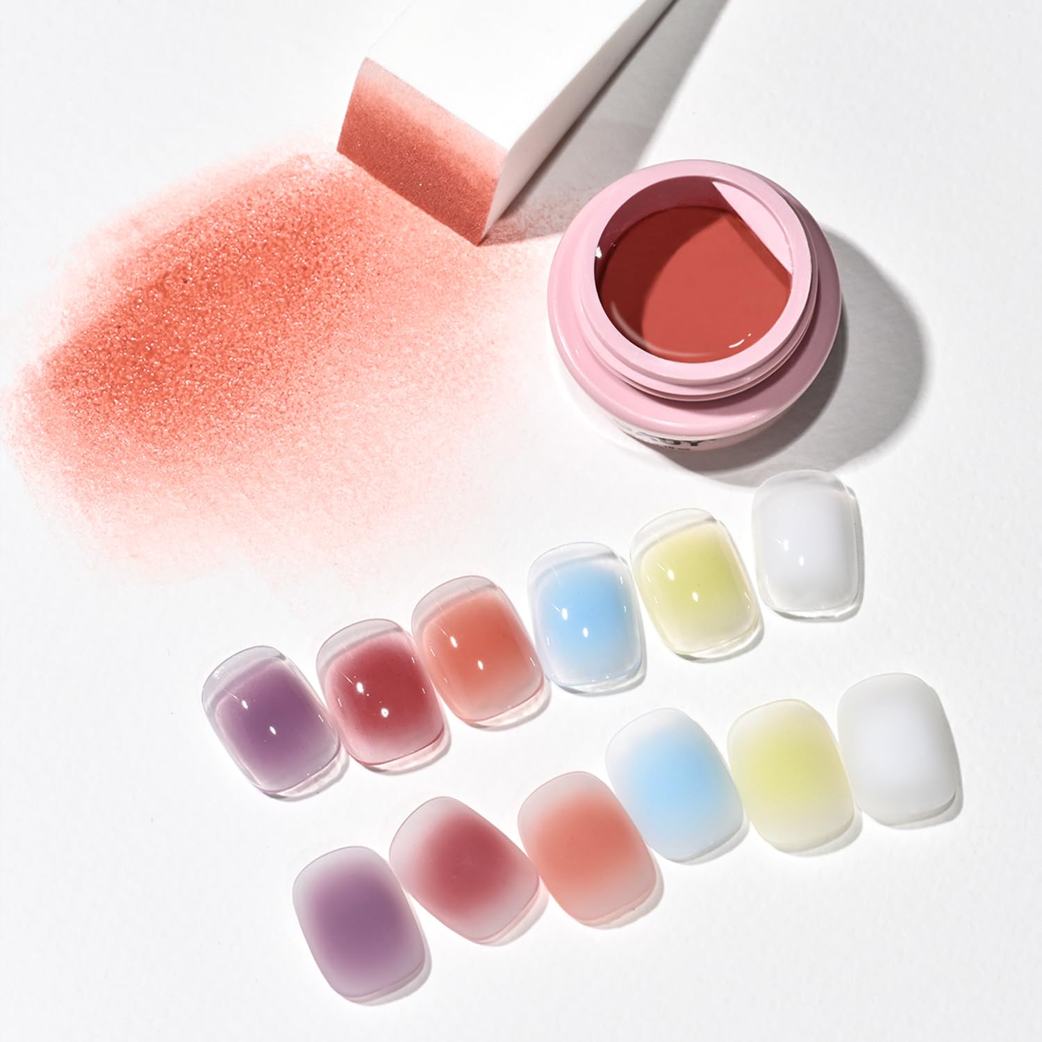 GAOYSponging Gel Nail Polish Set with 6pcs Sponges for Ombre Nails, Blush Nails, Blend Colors, or Create Nail Gradients at Home DIY-Waking