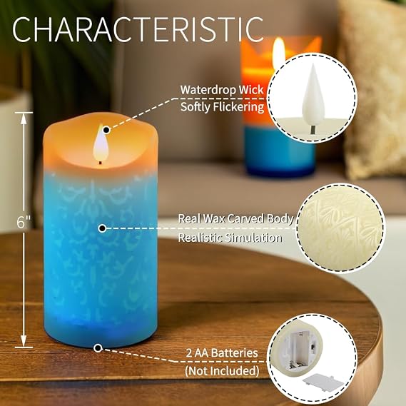 NICEME 6 LED Multi Colored Flameless Candle with Remote Control Timer Realistic Wax Color Changing Candle Battery Operated Flickering Candle