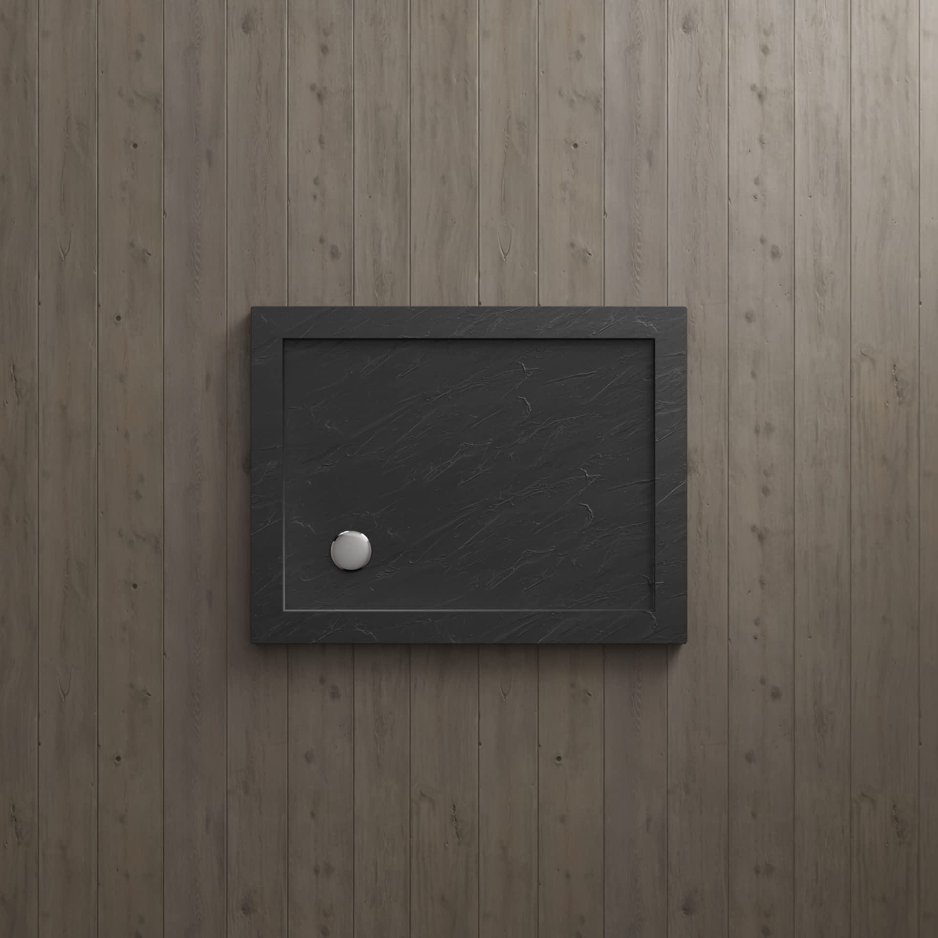 Piatto Doccia 70x100cm Altezza 4cm Effetto Pietra Antracite Acrilico Bordato Piletta di Scarico Inclusa Mod. Petra