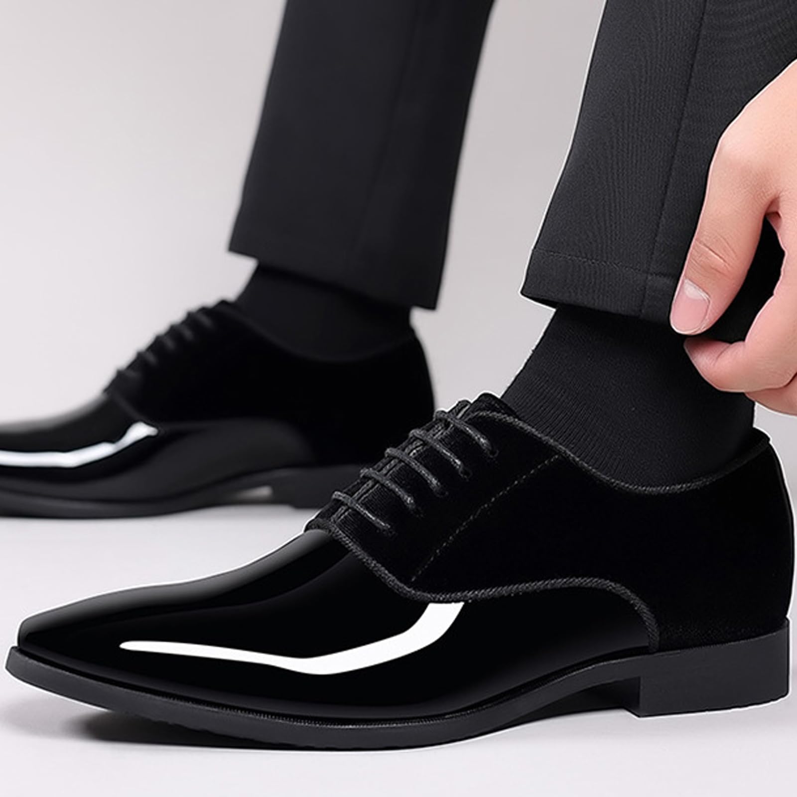 Hombre Zapatos de Vestir Formales con Cordones Zapatos Oxfords de Negocios Charol Zapatos de Boda