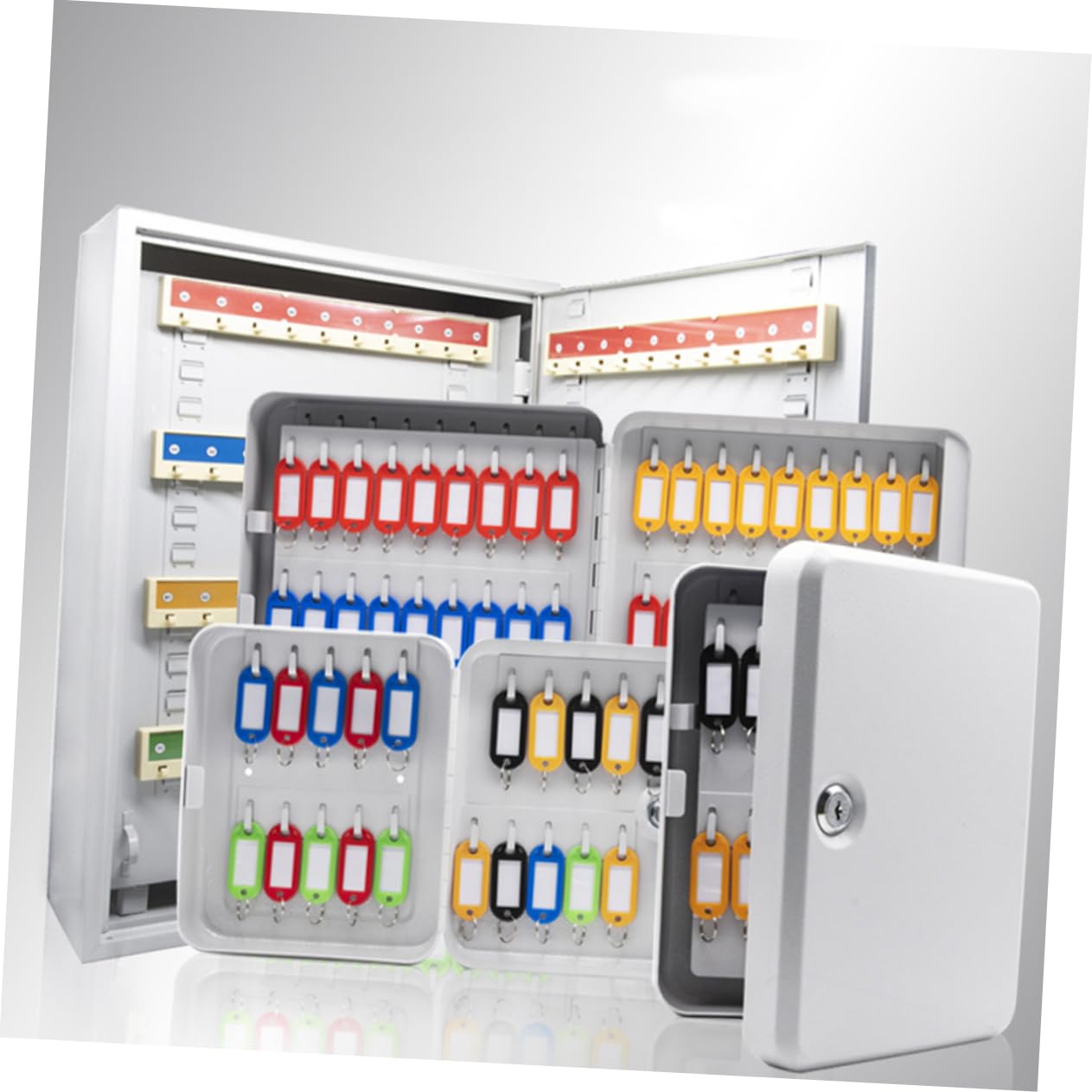 Uonlytech Armoire et Design Élégant de Gestion des Clés Murale en Acier Blanc avec 20 Emplacements Serrure de Sécurité pour Organisation et Rangement Sécurisé