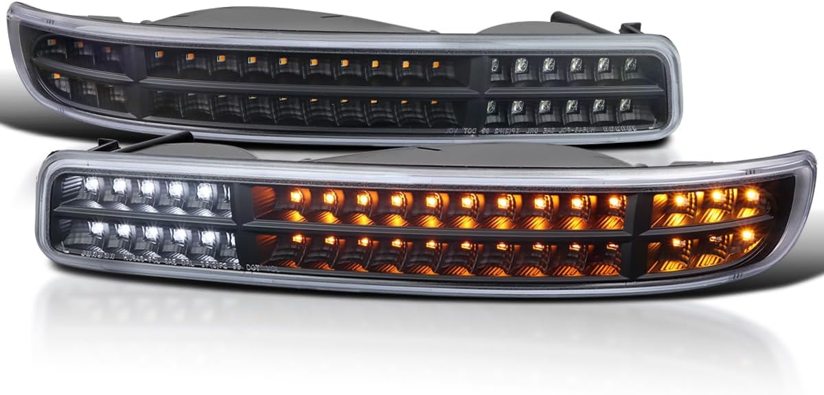 SPEC-D TUNING Black Sequential LED DRL Signal Bumper Lights Compatible with 1999-2006 GMC Sierra 1500/2500/3500 Yukon XL L+R Pair Assembly