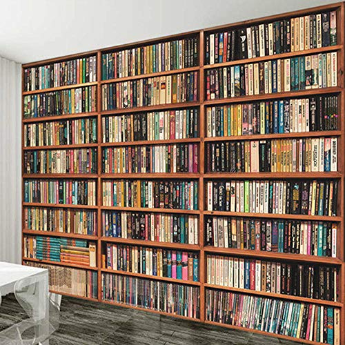 Fresque bibliothèque 3D décorative 250x175 cm pour coin lecture cosy