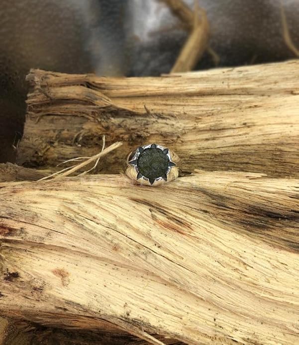 Natural Moldavite Ring, 925 Sterling Silver, Moldavite Ring For Men, Healing Crystal, Handmade Silver Ring, Gift For Him (10)3