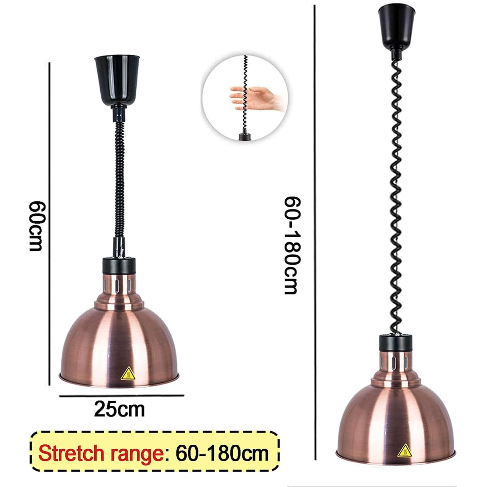 Lampa grzewcza do żywności komercyjnej - 250 W, lampa grzewcza do żywności, chowana lampa grzewcza do bufetu, artykuły gastronomiczne