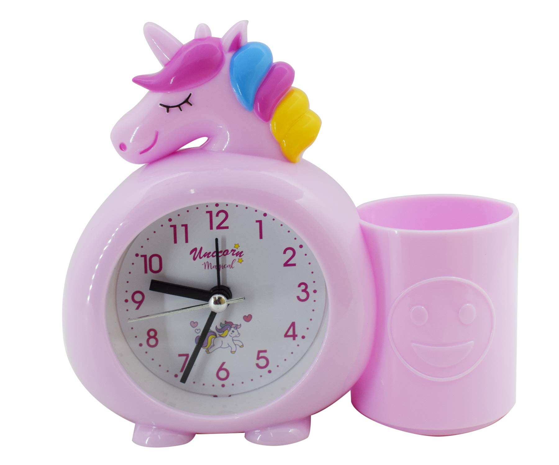 Asera Unicorn Alarm Table Clock with Pen/Pencil Stand for Kids Birthday Return Gifts (Pink)
