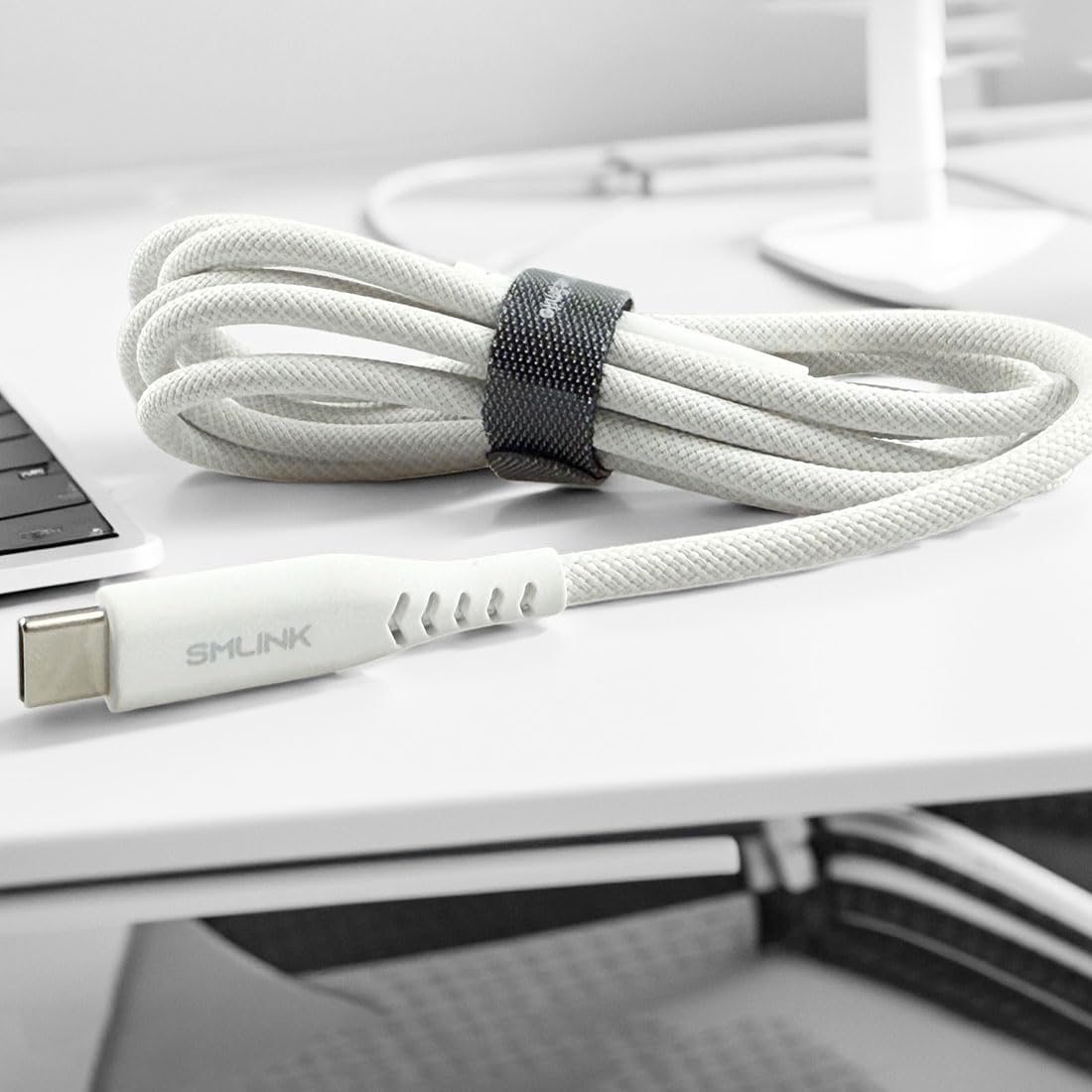 PD60W - Cavo da USB C a USB C, 1,5 m, in nylon intrecciato, ricarica rapida e trasferimento dati ad alta velocità, compatibile con iPhone 17/16/15, serie laptop, colore: bianco