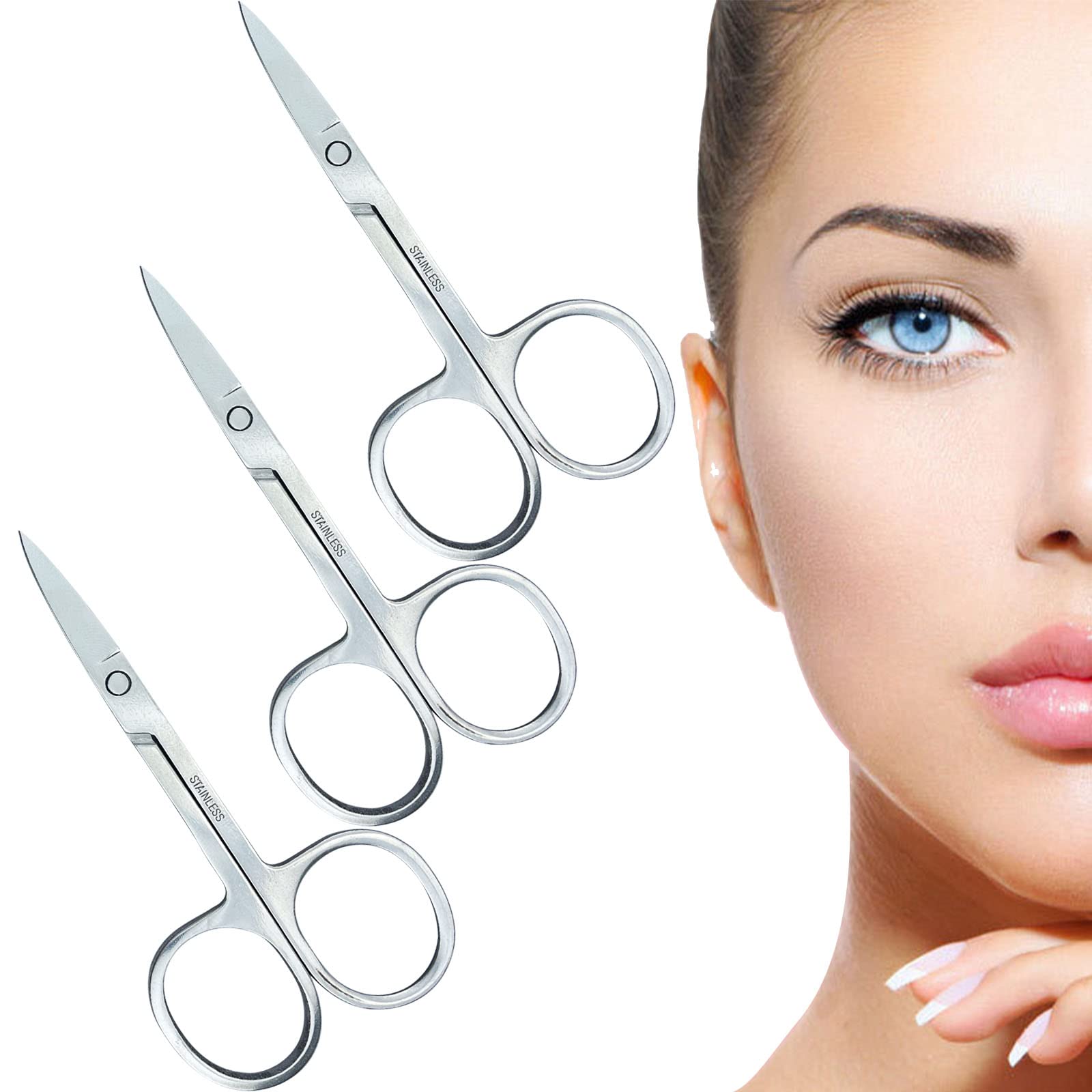 3 Pcs Nail Scissors Professional Multi-Purpose Curved Blade Eyebrow Scissors Sharp Cuticle Scissors for Toenails Manicure
