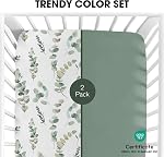 Bimocosy Crib Sheets 2 Pack for Boys and Girls, Baby Neutral Crib Fitted Sheets for Standard Crib & Toddler Mattress, Super Soft Breathable Fitted Crib Sheet Set 52"x28", (Leaf)