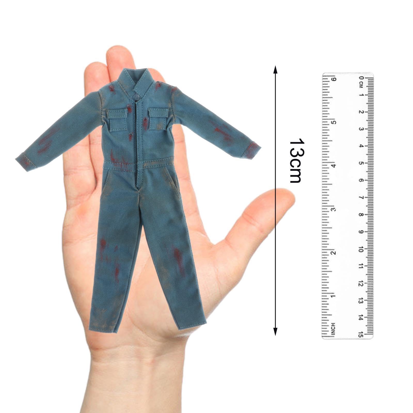 Colcolo Actionfigur Kleidung Set Männerfigur Puppenkleidung Jumpsuit Outfits Stoff Handgenäht Einfach Anzuziehen für DIY Projekte Sammelleidenschaft, Blau Grün