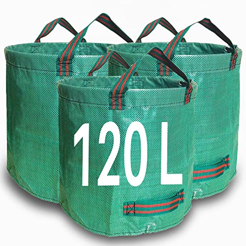 Zucklight Heavy Duty Garden Waste Bags 120 Litre - 3 Sacks Builders Bags Reusable - Industrial Fabric and Handles - Green/Garden Waste Sacks, Garden Bags Heavy Duty with Handles 1 Zucklight Heavy Duty Garden Waste Bags 120 Litre - 3 Sacks Builders Bags Reusable - Industrial Fabric and Handles - Green/Garden Waste Sacks, Garden Bags Heavy Duty with Handles
