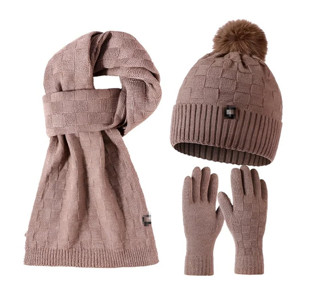Pohullan Juego de gorro, bufanda y guantes de lana, gorro de terciopelo para mujer, bufanda de punto de forro polar, guantes y gorros