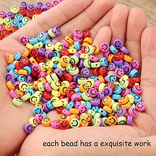 ZesNice Smiley Kralen, 600 Stuks Schattig Blij Gezicht Kralen voor het Maken van Armbanden, Kleurrijke Kralen met 7M… - Image 6