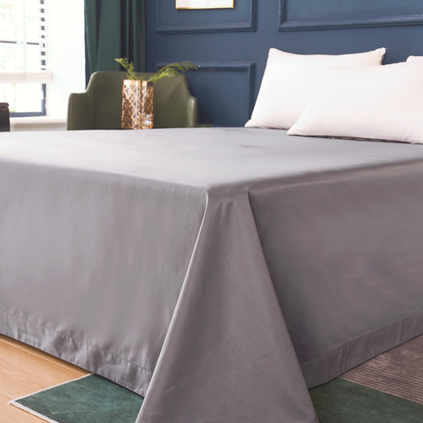 Drap Plat De Luxe Double Bleu Roi - Microfibre Ultra Douce Anti-Pli 167 X 243 Cm