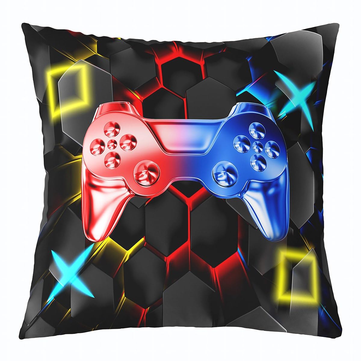 Games Duvet Cover Boys Gamer Gaming Console Bedding & Linen Modern Video Game Bedding Set For Kids Hexagon Geometric Bedspread Soft Quilt Cover 3Pcs King Size
