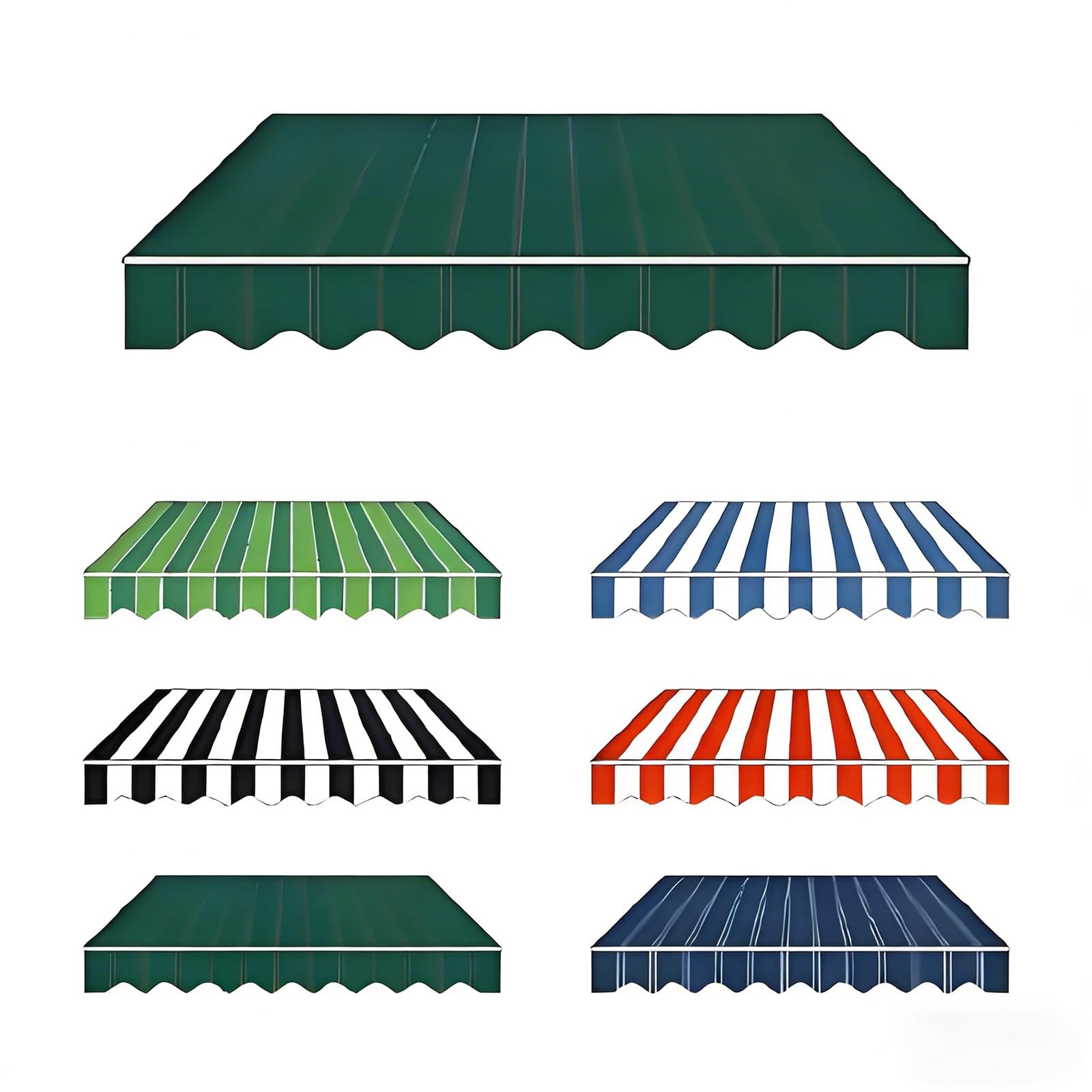 Pbwerigl Green Bar Awning Retractable Canopy, Patio Awning Replacement Fabric Resistant Water Repellent(,10X6.5ft/300X200cm)