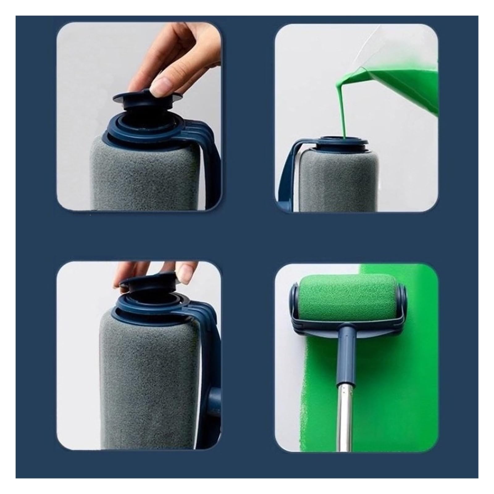 Juego de rodillos de pintura multifuncionales recargables con cepillo de bordes, kit de pintura de precisión para renovación del hogar y proyectos de bricolaje, suministros de pintura completos (1