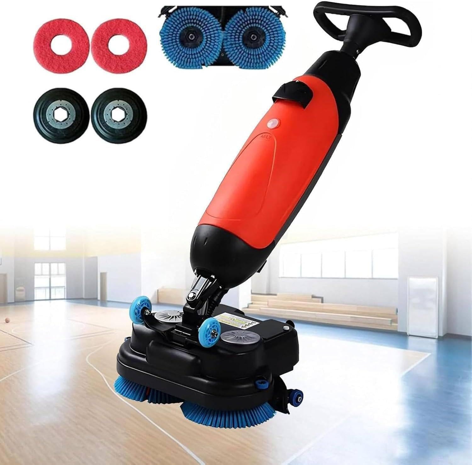 Máquina de limpieza de suelos comercial, cepillos dobles giratorios, 240 RPM, cobertura de 13000 pies cuadrados/h, limpiador eléctrico ligero para suelos de madera, azulejos, mármol, cemento
