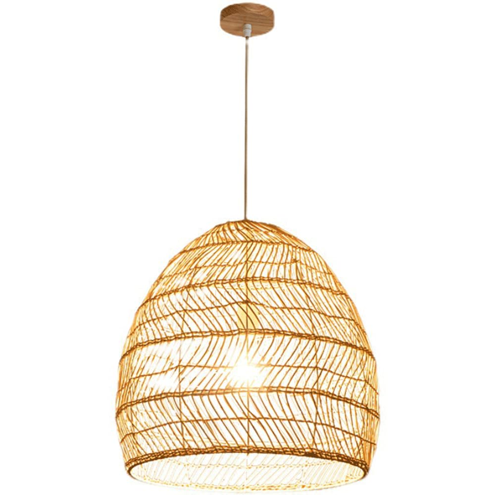 CJSLXGBL Wicker Pendant Light E27 Hanging Lights Rattan Hanging Lamp Wicker Woven Basket Lampshade,Farmhouse Industrial Boho Ceiling Light Fixture For Living Room Kitchen Island