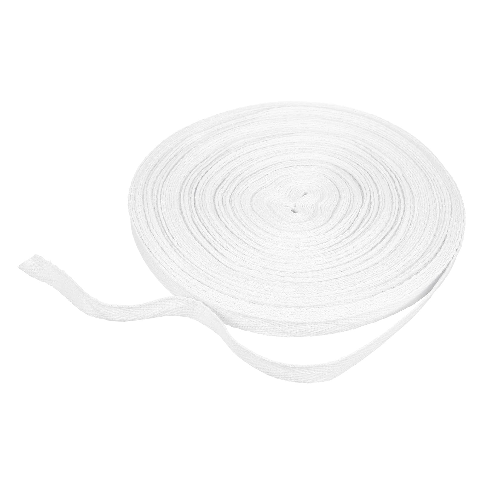 sourcing map Cotton Twill Tape Ribbon 10mm x 21 Meters Herringbone Webbing Tape Roll Bias Binding Tape for DIY Crafts Sewing Gift Wrapping, White