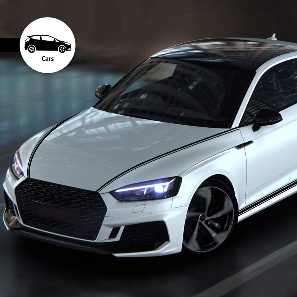 4R Quattroerre.it 10510 Trim Stripes Strisce Adesive per Auto, Nero, 2F 11 mm x 10 mt