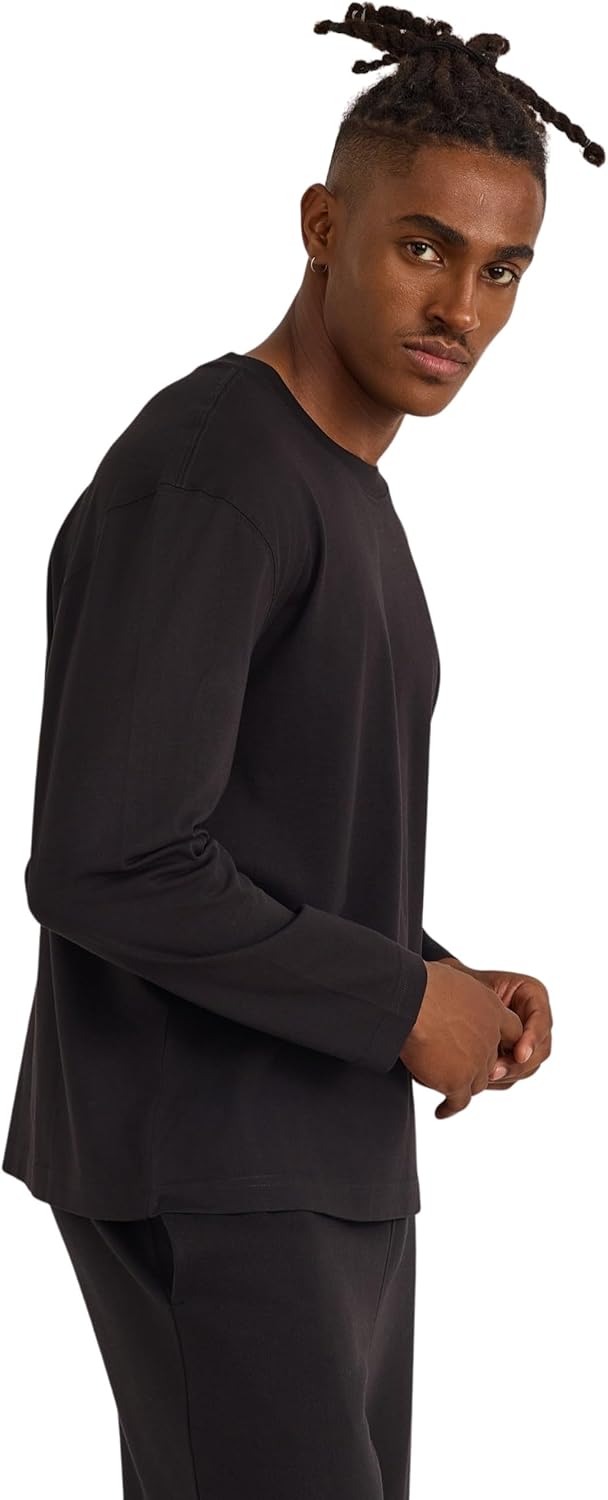 Organic Basics Mens True Heavy Cotton Boxy Fit Long Sleeve Tee Shirt - Image 3