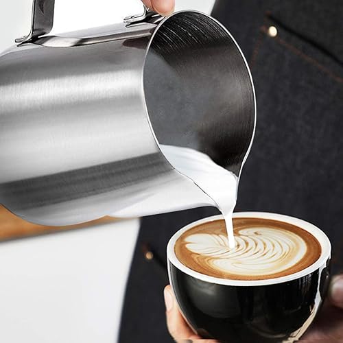 Miniatura 4 de ENLOY - Jarra espumadora de leche de acero inoxidable de 20 onzas, perfecta para máquinas de espresso, espumadores de leche, arte con leche (20.3 fl