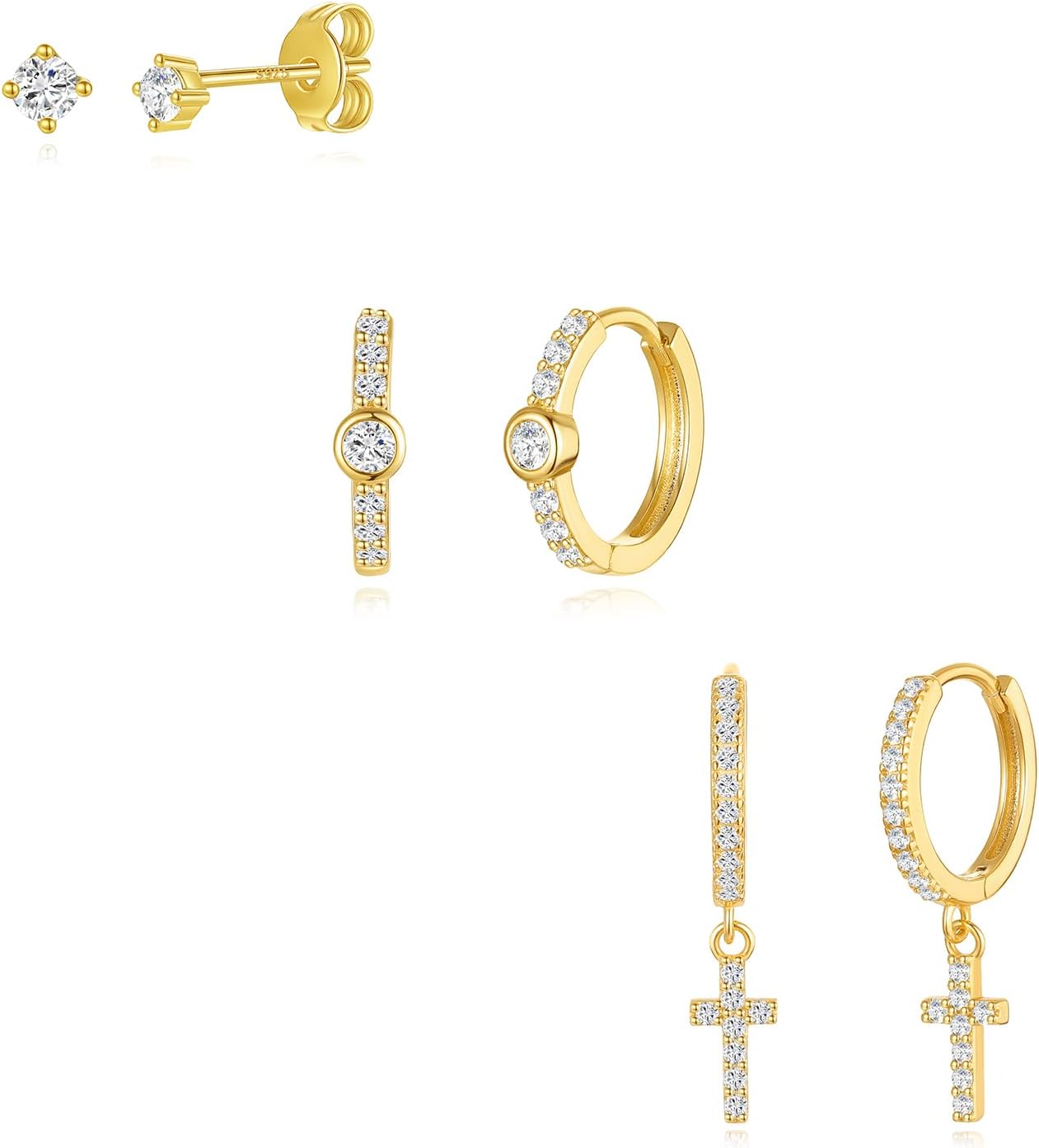 Angelady Gold Hoop Earrings Set for Women, Dainty 14K Gold Plated Flower Moon Cross Dangle Earrings, Hypoallergenic Huggie Hoop Earring Stacks, Stud Earrings for Women Trendy Jewelry Gift - Image 7