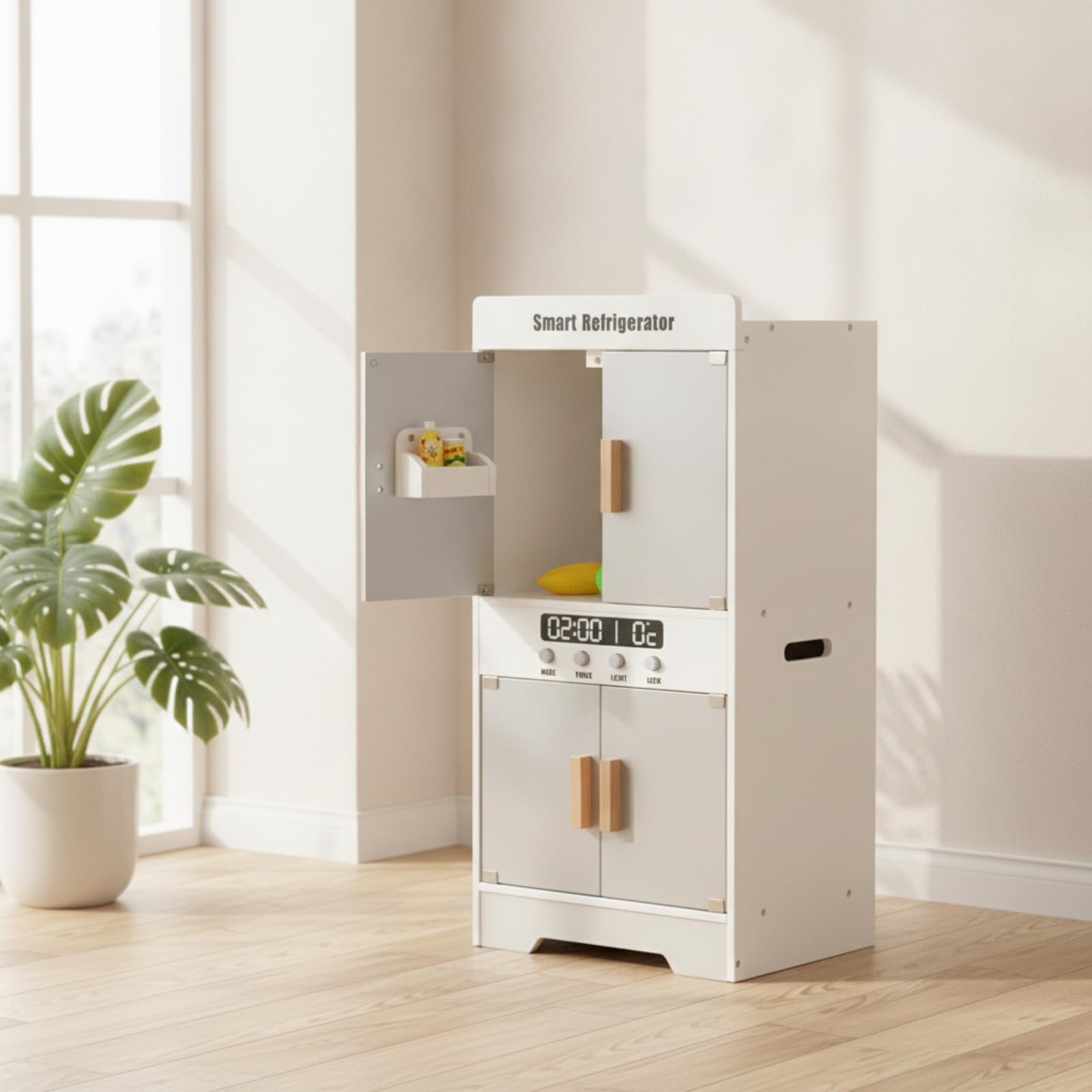 Frigorifero Giocattolo in Legno Cucina Giocattolo con Frigorifero Robusta Cucina da Gioco per Strutture per l'infanzia Nido, Giochi