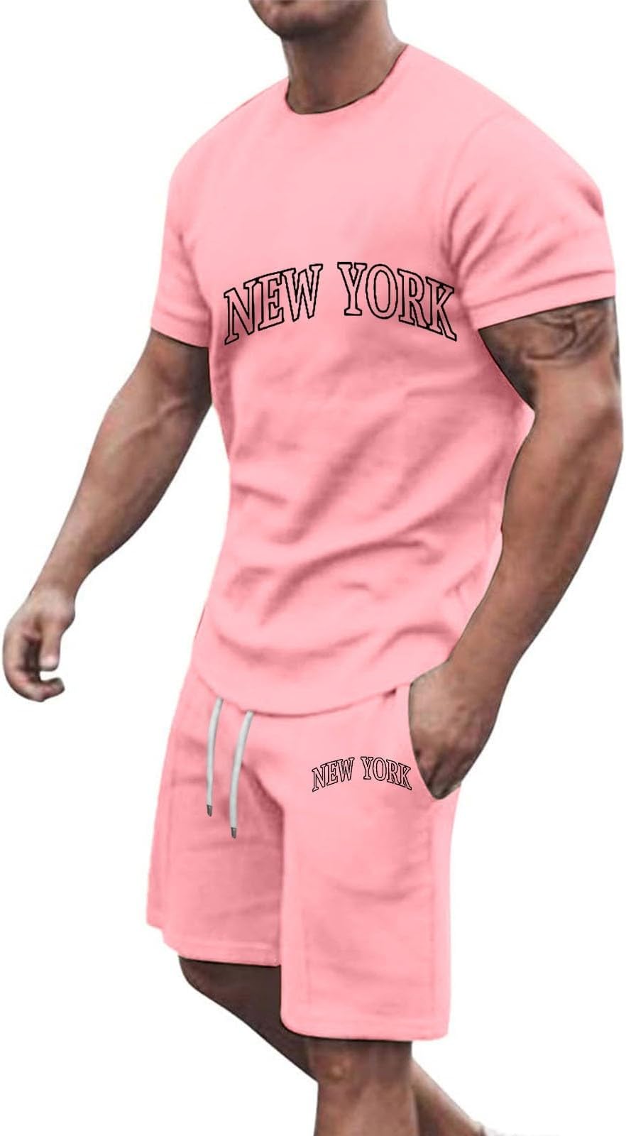 GenerischAbc Suit Costume Stylish Summer Outfit of T-Shirt and Shorts for Men, Lightweight Breathable Athleisure Sportswear Vest Taekwondo