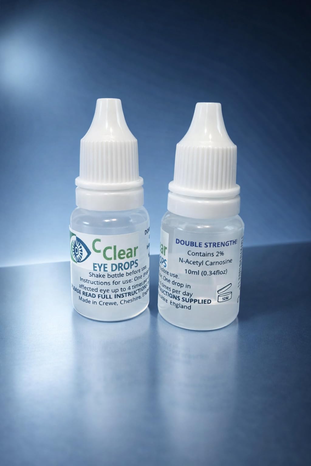 CClear Eye Drops with 2% N-Acetyl Carnosine, Double Strength Formula for Dogs, Cats and Humans, 10ml (0.34 fl oz), 2 Pack