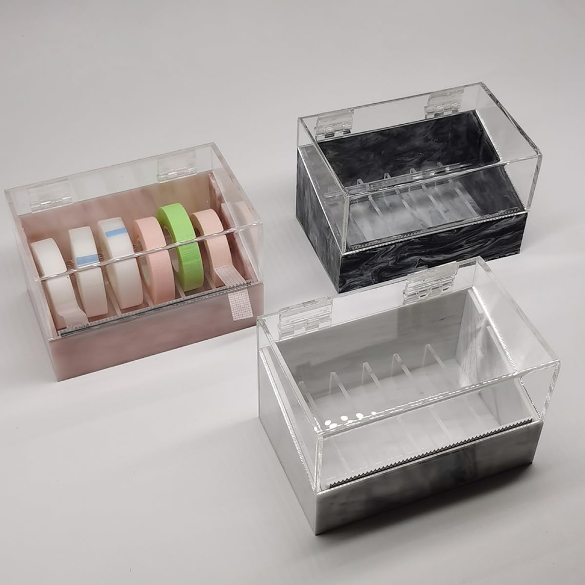 Hohopeti Praktischer Acryl Klebebandschneider mit Raster Sicherer Wimpernklebebandspender für Zuhause und Kosmetikstudio Langlebiges Schneidwerkzeug