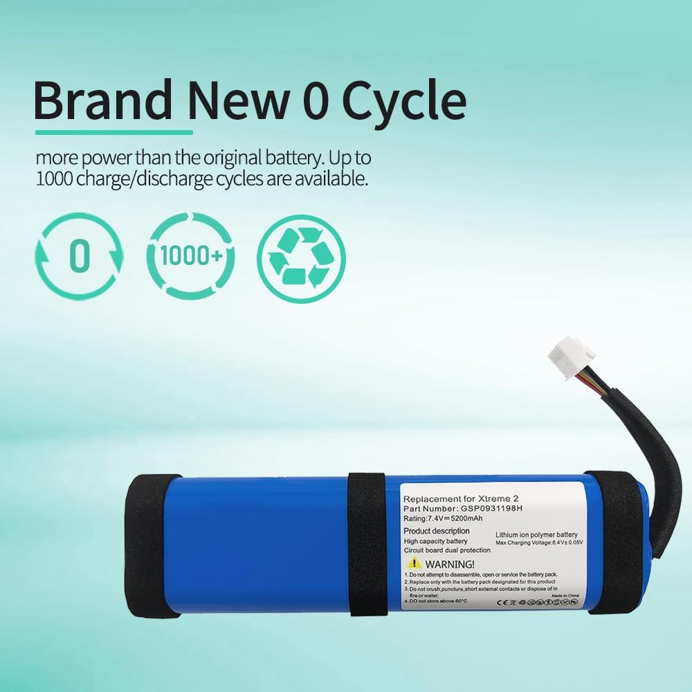 Replacement Battery Compatible with Xtreme 2 Waterproof Bluetooth Speaker GSP0931198H Part NO Xtreme2 2INR19 66-2 SUN-INTE-103 7.4V(NOT Xtreme 1) - Image 2