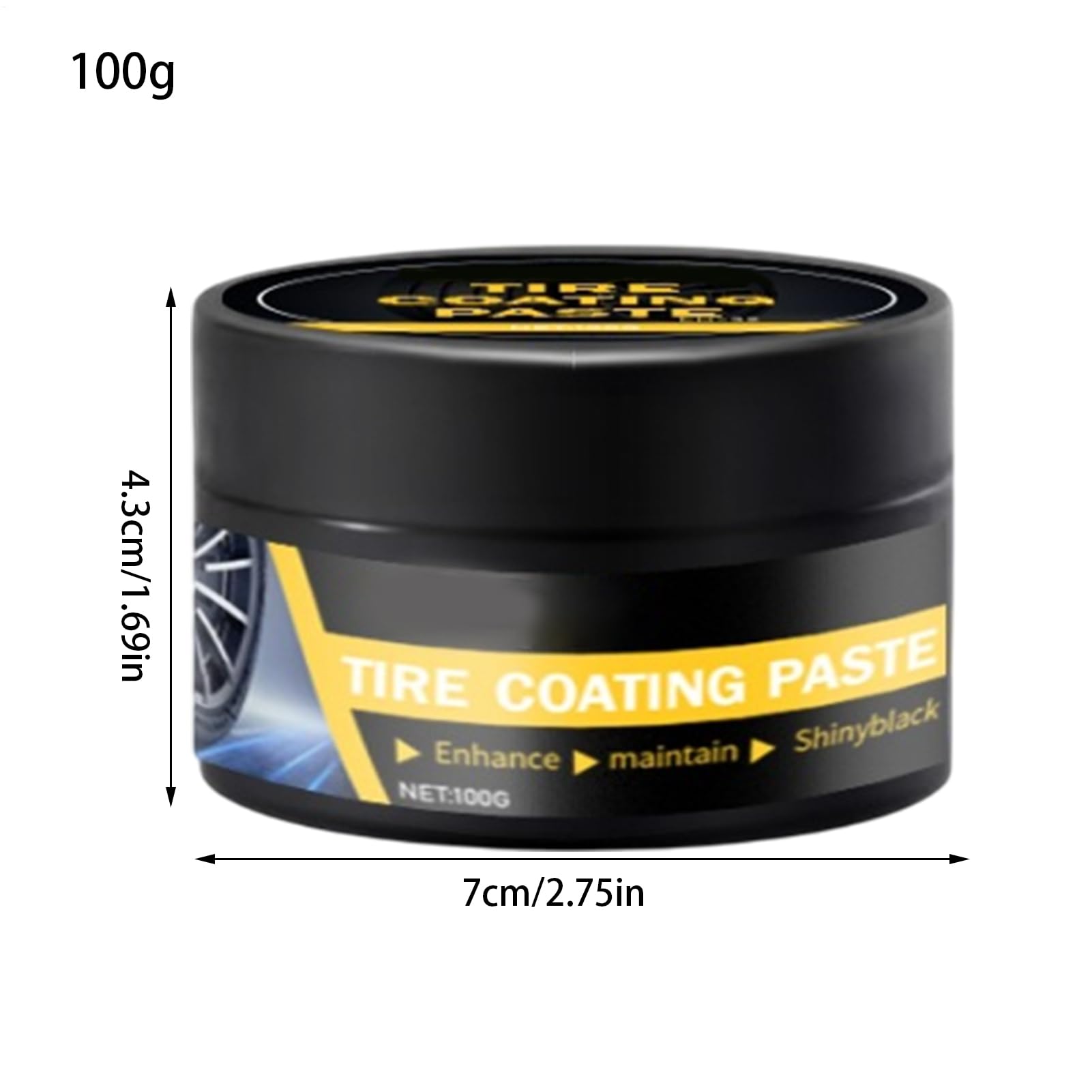de roue pour pneus de voiture – 100 g de dissolvant et revêtement brillant | Amélioration de l'aspect des pneus durable pour le nettoyage, la rénovation, la rénovation et la cire des roues de