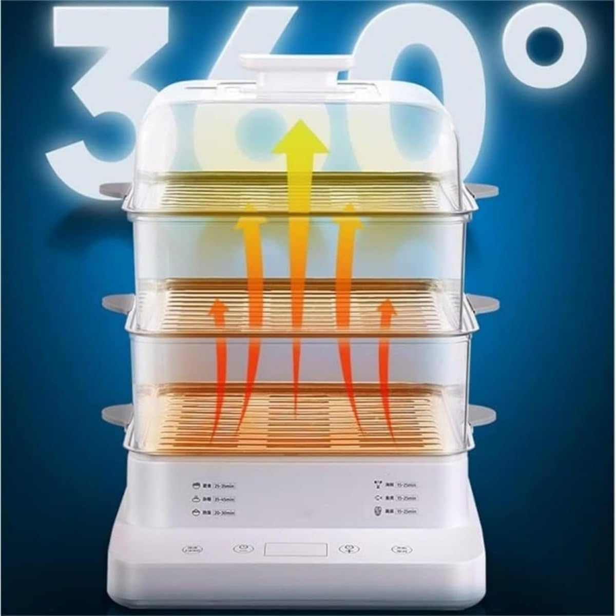 Amazon | 電気蒸し器 家庭用多機能、3段式24L 大容量家庭用朝食マシン