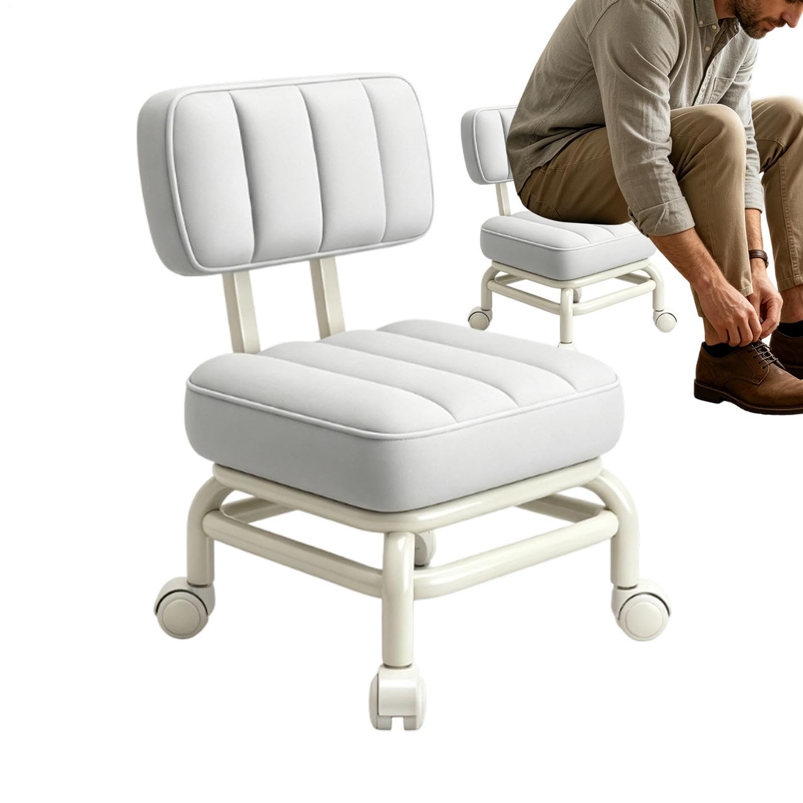 Sgabello con ruote, impermeabile, girevole a 360 gradi, con imbottitura