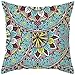 Lieson Fundas de cojín cuadradas, 1 funda de cojín de 40 x 40 cm, 40 x 40 cm, diseño de mandala, color azul, rosa, poliéster