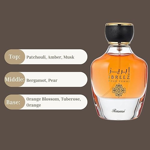 Miniatura 10 de RASASI Ibreez Eau De Parfum Spray 100ML (3.38 oz) Perfume árabe de larga duración para hombres con notas cítricas, lavanda, bergamota y acuáticas,