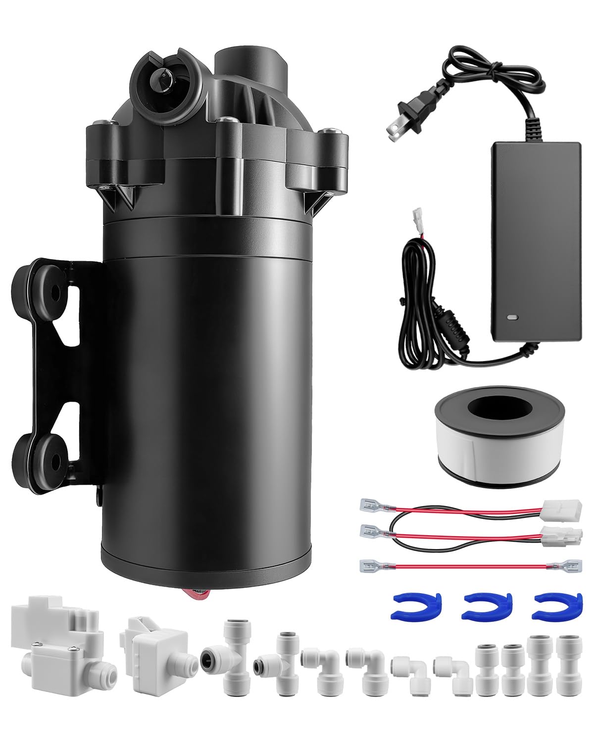 Water Booster Pump for 100GPD Home RO System, Water Filtration System High Pressure Pump with Auto On/Off Switch, Easy Installation Kit for Reverse