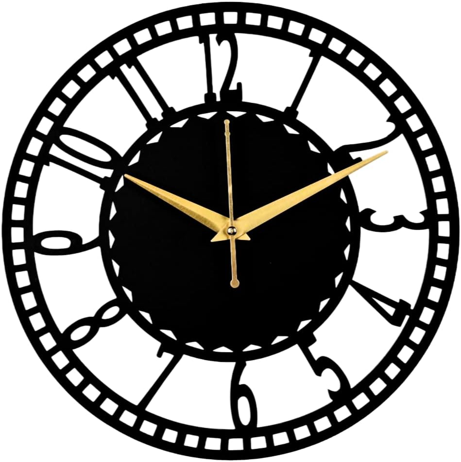 Enigma Decore Wall Clock - 12 Inch Modern Flatwood Wall Clock - Battery Operated Silent Non-Ticking Decorative Clock for Living Room Kitchen Bedroom Home Office School Hotel Decor