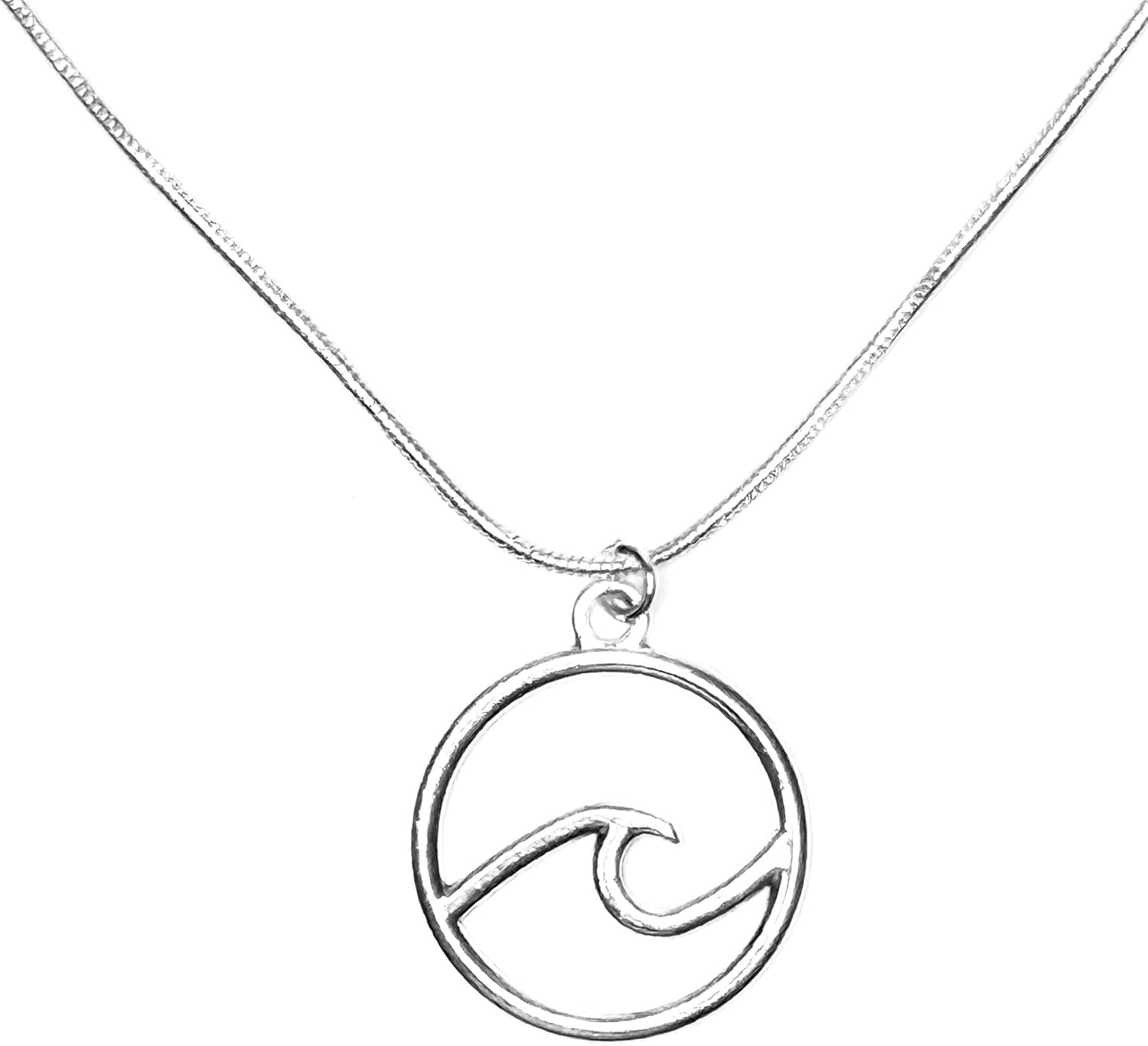 Small Sterling Silver wave charm necklace
