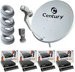 Kit Antena Parabolica 60cm C/ 4 Midiabox B5 Century Ku 5g