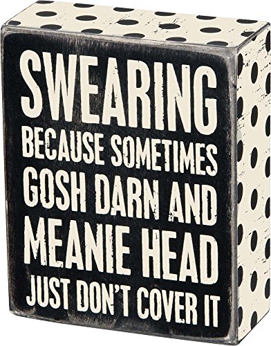 Primitives-by-Kathy-22666-Polka-Dot-Trimmed-Box-Sign-4-x-5-Swearing Primitives by Kathy 22666 Polka Dot Trimmed Box Sign 4 x 5 Swearing