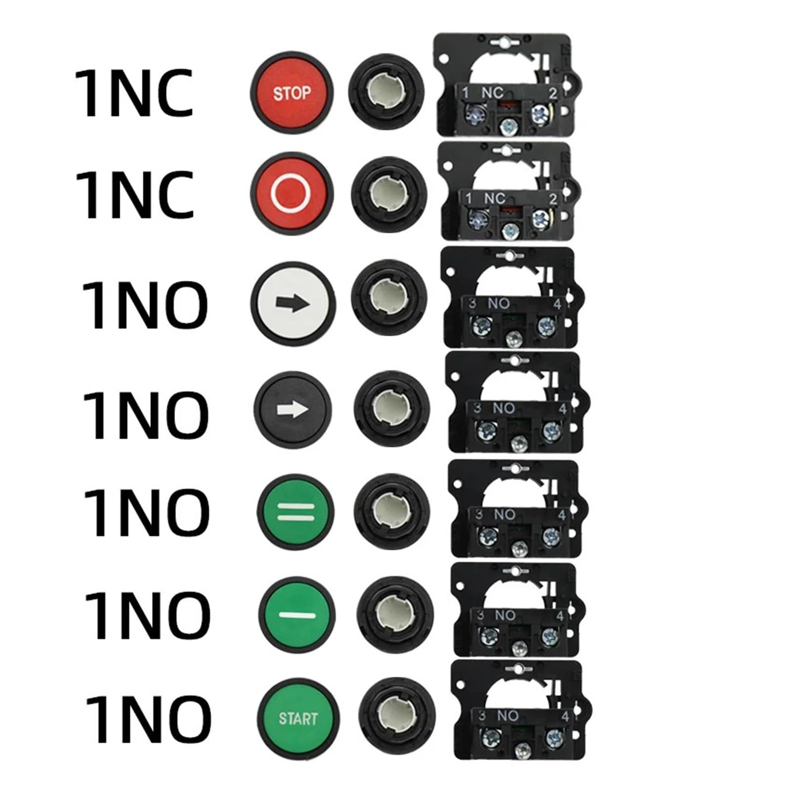 POWTAXBJGD 22mm Start Stop Button with The Arrow Symbol XB2 Flat Touch Switch Button Momentary Button Switch Red/Green Push Buttons(1 Green -Start)