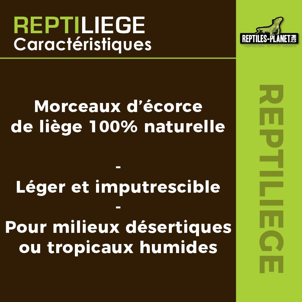 Reptiles Planet - Reptiliège - Assortiment de Liège pour Décoration de Terrarium - 10 litres